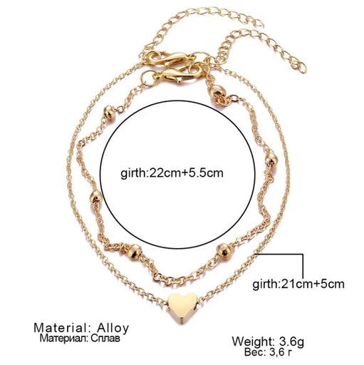 1Pcs Mini Love Heart Thin Chain Anklet Set Simple Minimalist Ankle Bracelet for Women