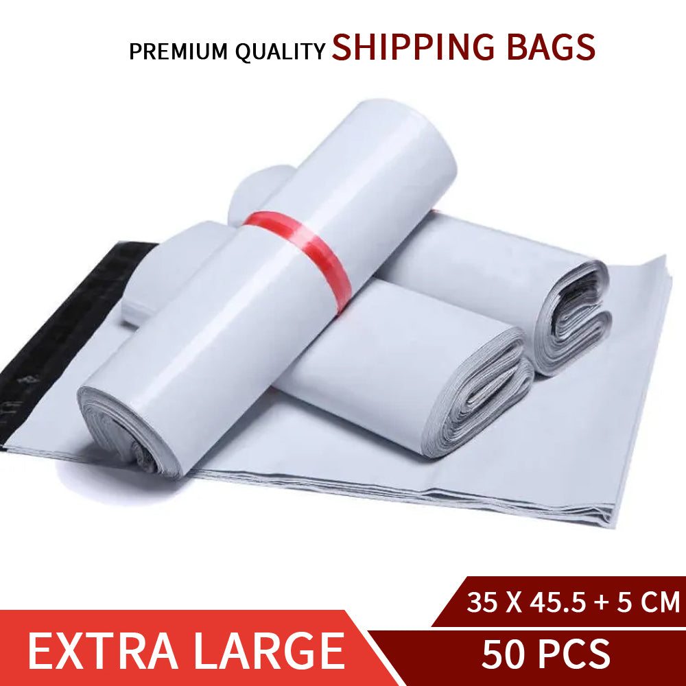 New EXTRA LARGE SIZE 35 X 45.5 + 5 cm size Perfect Medium Poly Mailer White Poly Mailer Bags Bundle of Self-seal Adhesive bags Storage Bags Plastic Poly Envelope Flyer Mailer Packs Postal Safe Mailing Bags Shipping Bag