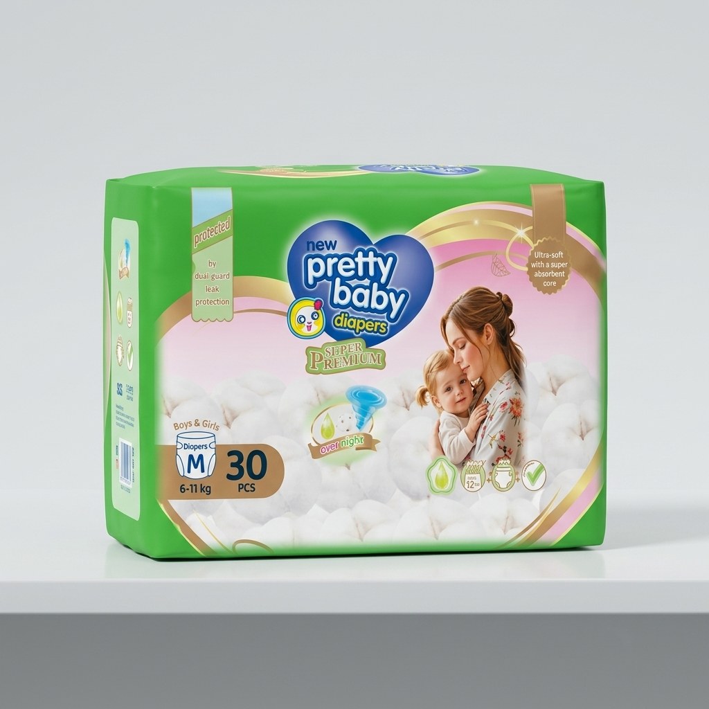 Pretty Baby | Disposable Baby Diapers | Medium 30 Pcs