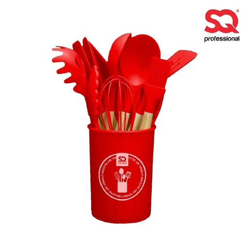 12PCS Silicone Kitchen Utensil Set Heat Resistant Spatula Wooden Spoon Tools for Non-Stick Cookware