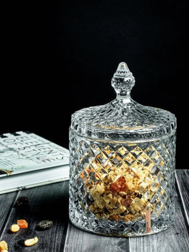 Sugar Pot with Lid Small Glass Trinket Jar (1/2 Pieces)