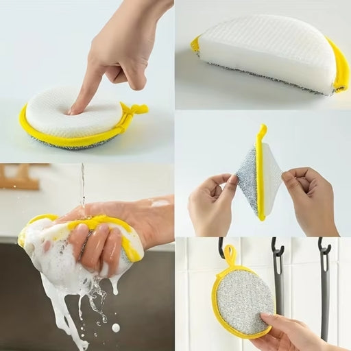 5PCS Double-Sided Dishwashing Sponge Brush – Durable Kitchen Scrubber for Pots, Pans, Bowls