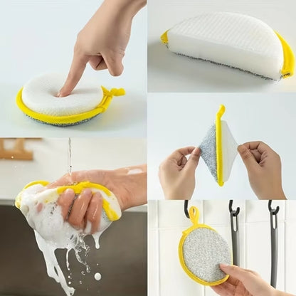5PCS Double-Sided Dishwashing Sponge Brush – Durable Kitchen Scrubber for Pots, Pans, Bowls