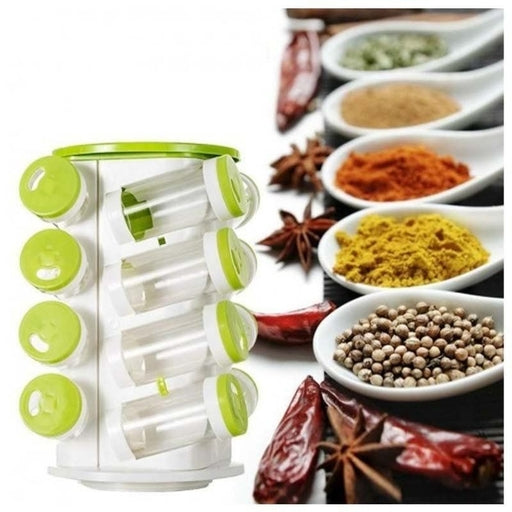 Prime Trueware Plastic Spice Rack, 16-in-1 Organizer with Cutlery Holder, Safe BPA-Free Plastic