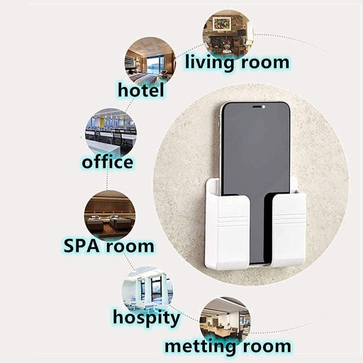 Wall Mount Phone Holder Self-Adhesive Wall Beside Organizer Storage Box Plastic Charging Phone Stand