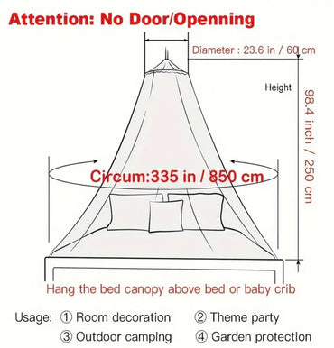 Mosquito Net Bed Canopy – Decorative Insect Shield for Adults, No-Opening Design for Sleeping