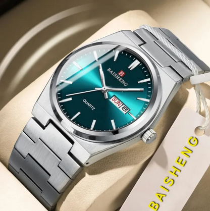BAISHENG Op Brand Luxury Men Quartz Watches Original Watch for Man Waterproof Stainless Steel Watch
