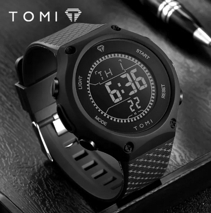 Piaoma Waterproof Watch Digitel Black Strap with Gold Case Model 9115