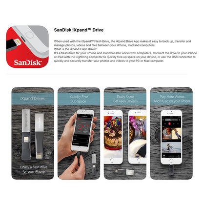 SanDisk iXpand OTG USB 3.0 Flash Drive for iPhone ,iPad & Mac Book