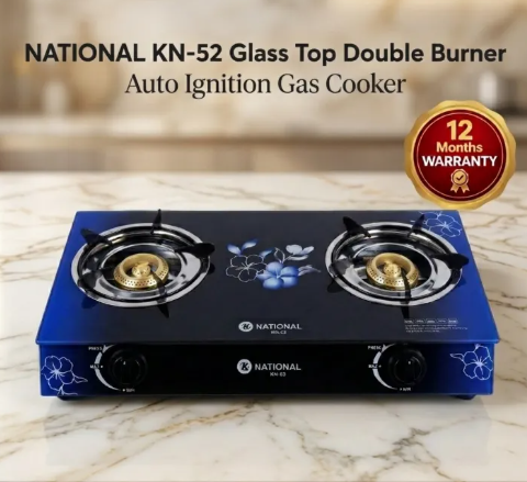 High Grade Tempered Glass Top Gas Cooker Double Burner