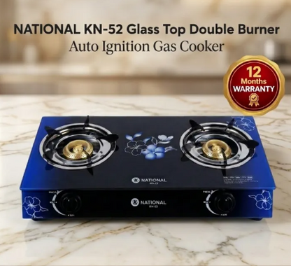 High Grade Tempered Glass Top Gas Cooker Double Burner