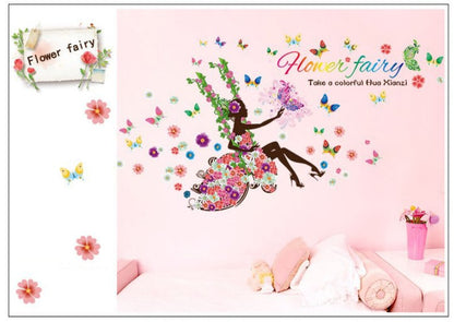 Flower Cycle Girl Butterfly Bird sticker plants room wallpaper bedroom nursery window decor without Radium stars star wall stickers wall decoration flower butterfly wedding decoration birthday decoration kids room decoration Wall Sticker Buy More Model 06