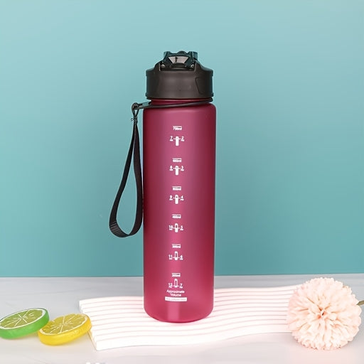 Grinkwell 26Oz Frosted Sports Water Bottle – Leakproof BPA-Free Bottle with Silicone Straw