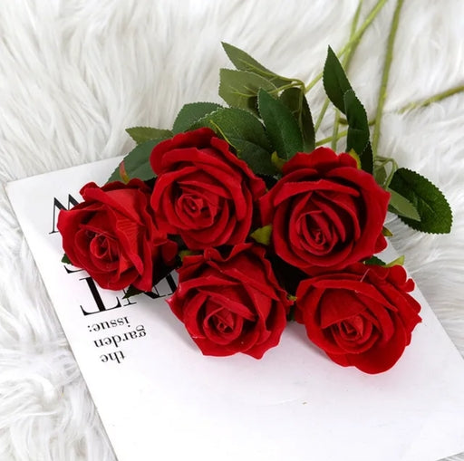 Artificial Rose Flower Red Silk Roses with Stem Wedding Party Home Decoration Fake Flowers