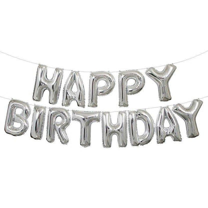 Large SIze Happy Birthday Party Balloons Decoration 16" Happy Birthday Letter Banner Balloon Party Foil SILVER
