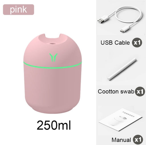 250ML Mini Air Humidifier USB Mute Humidifier Aromatherapy Desk Bedroom Portable Car Purifier