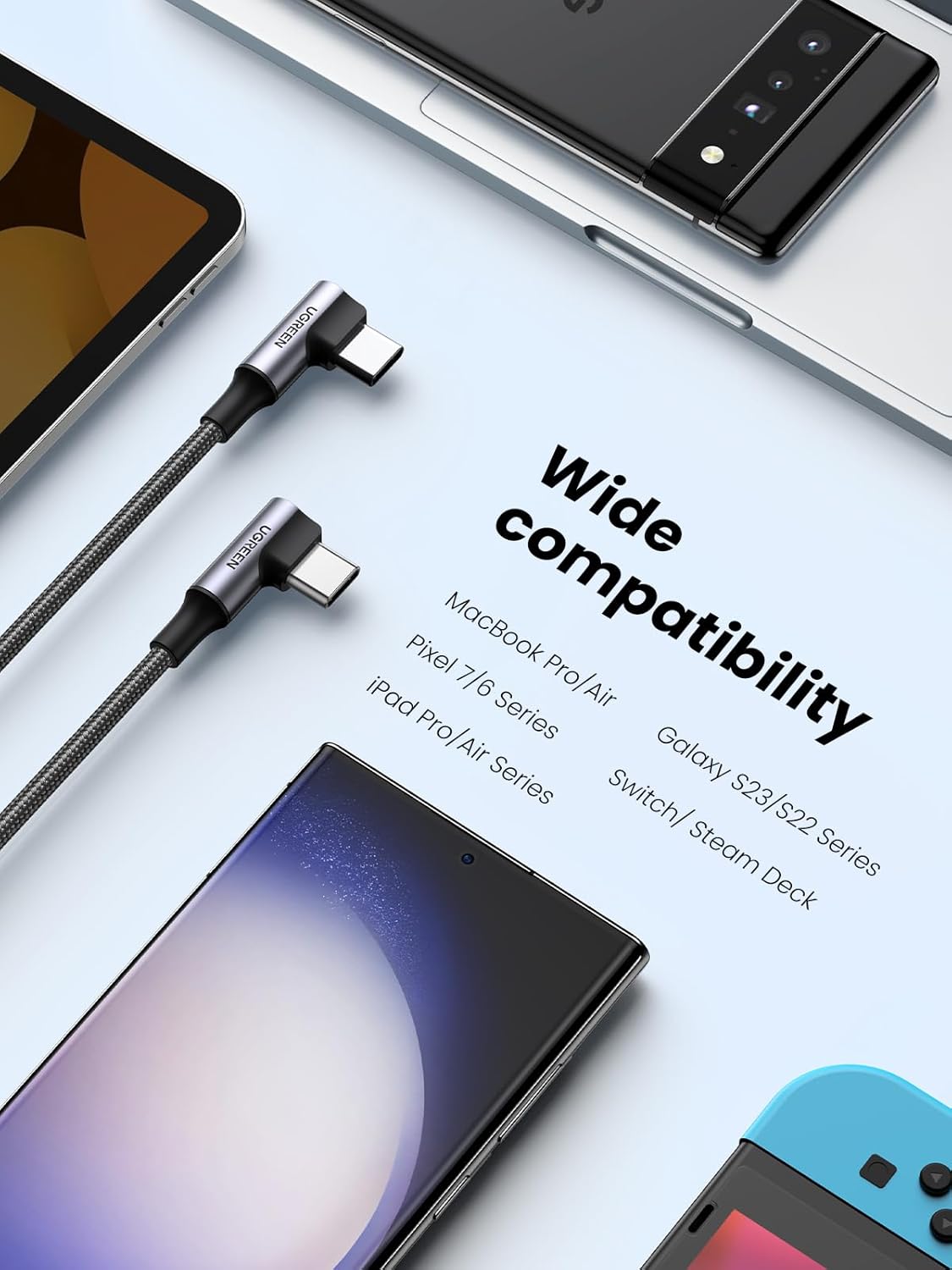 UGREEN 100W USB C to USB C Cable, 90 Degree Type C Cable -1M