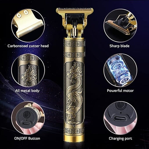 Professional Hair Clipper Dragon Electric Hair Trimmer Barber Hair Cutting Machine USB Rechargeable