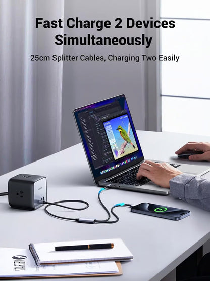 Ugreen 35087 USB-C to 2 USB-C 100W Braided Cable - 1.5M
