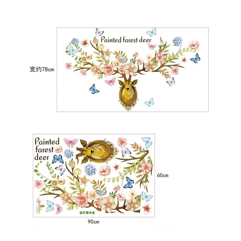 2 in1 Combo 2D Wall Sticker Wall Sticker Home Decoration animals tree bridge baby children bedroom room decor wall stickers removable kids nursery decal Mirror Dear Wall Decoration Stickers DINOSAURS
