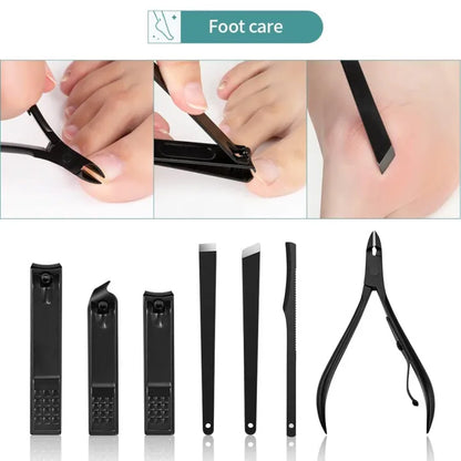Manicure 7 - 1 Kit Stainless Steel Pedicure Kit Nail Grooming Kit Travel Case Set Nail Care Cutter Trimmer Professional Pedicure Kit Nail Scissors Grooming Kit With Leather Travel Case