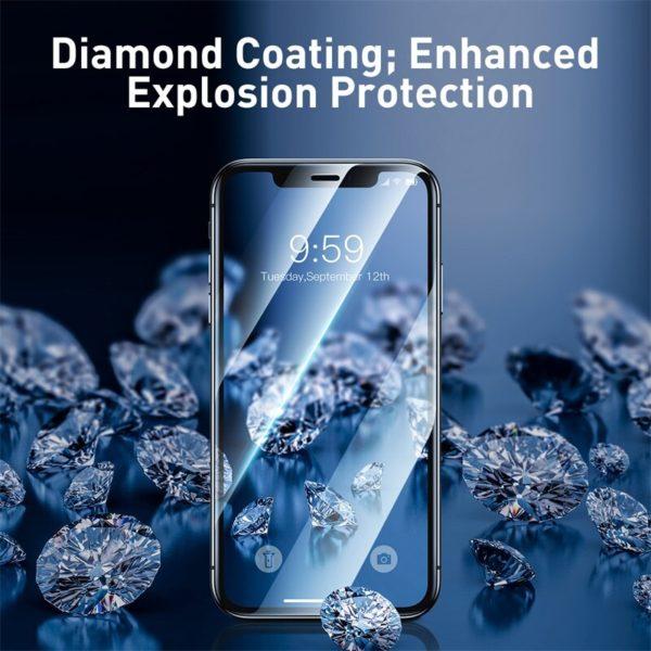 100% Genuine 2 PCS Baseus Full Coverage Curved Tempered Glass Screen Protector For iPhone 11 Pro 5.8