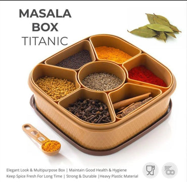 7 Section Masala Box, 700Ml Masala Container for Kitchen, Multipurpose Masala&Rangoli Box Airtight