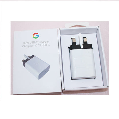 Google 30W UK Plug USB-C Fast Charger & Type-C Cable For Pixel Smartphones
