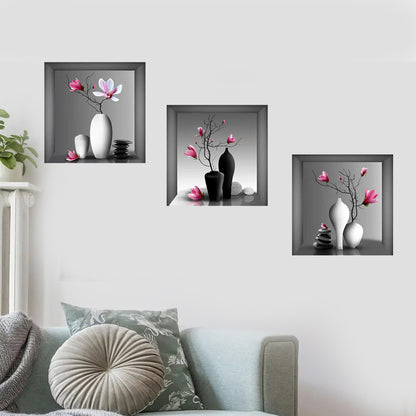 3D Vase Sticker Wall Sticker Home Decoration animals tree bridge baby children bedroom room decor wall stickers removable kids nursery decal Mirror Dear Wall Decoration Stickers wall deco