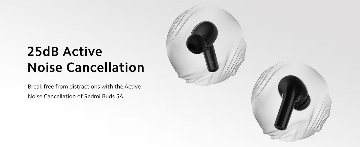 Xiaomi Redmi Buds 5A, Active Noise Cancelling True Wireless Earbuds, upto 30hr playtime, AI Powered ENC for clear calls, Bluetooth V5.4, low latency gaming mode with touch controls