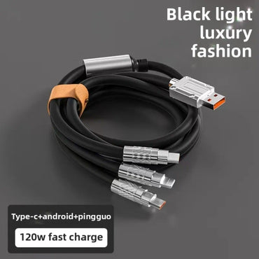 Fast Charging Cable 6a 120W, Multi Charging Cable 1 Meter, Universal Charging Cord 3 in 1 Type C/Mic