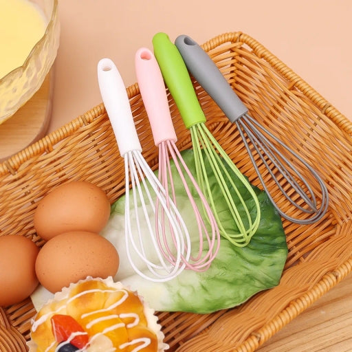 Silicone Stainless Steel Egg Beater Kitchen Gadget Whisk for Baking