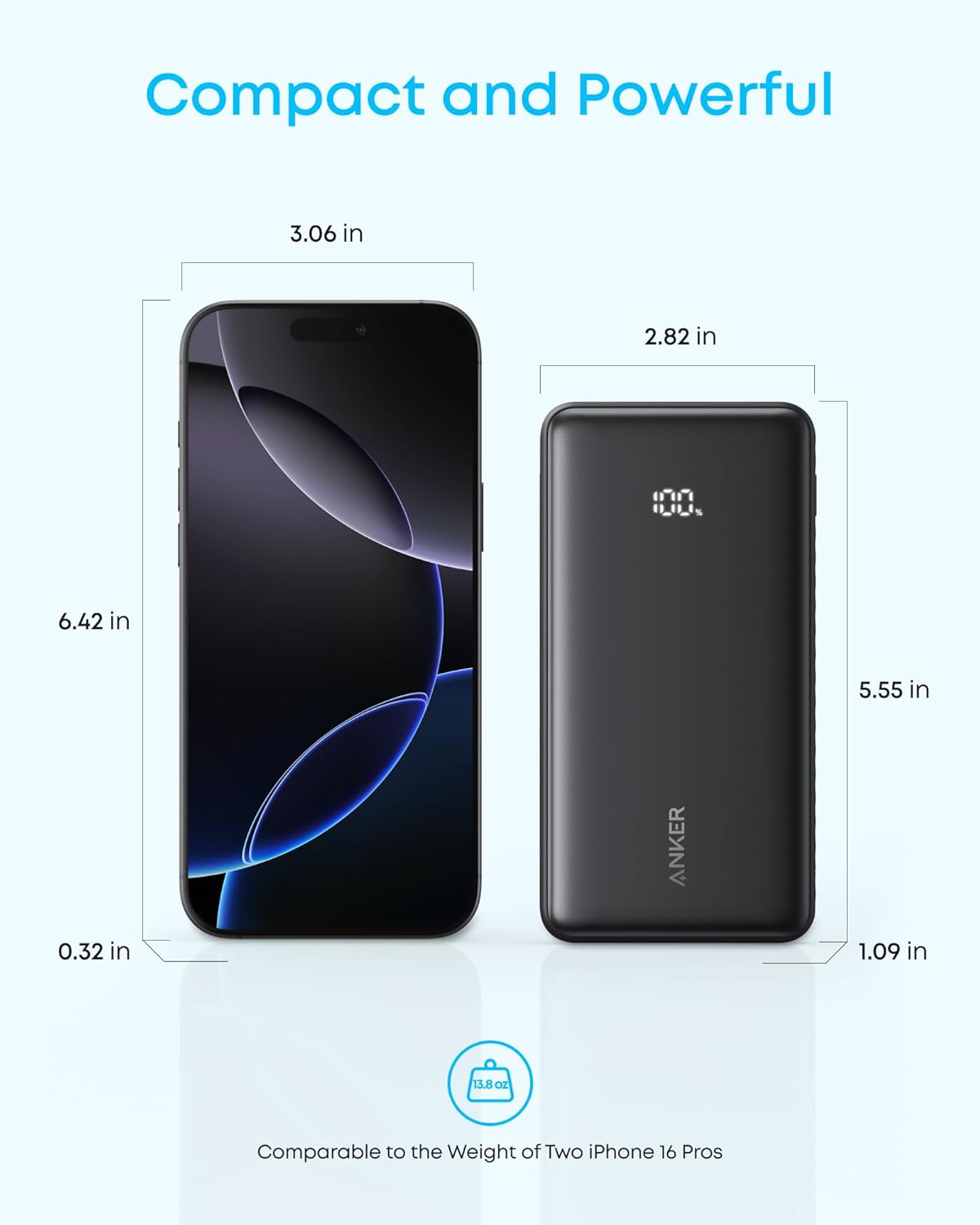 Anker A110E Zolo Power Bank, 20k, 22.5W Max, USB-C In and Out Fast Charging Battery Pack, Slim Travel Essential Phone Power Bank, For iPhone 17/16/15Series, iPad, MacBook Air, Galaxy, and More