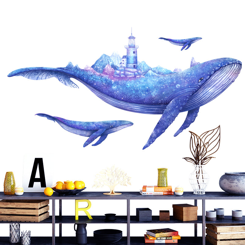 Blue Whale Home Decoration animals tree bridge baby children cartoon bedroom room decor wall stickers removable kids nursery decal sticker Wall Decoration Stickers wall deco