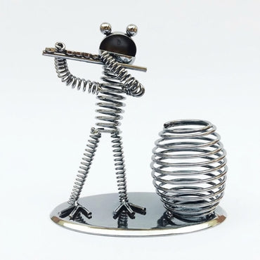 Metal Frog Pen Holder with Spring Basket