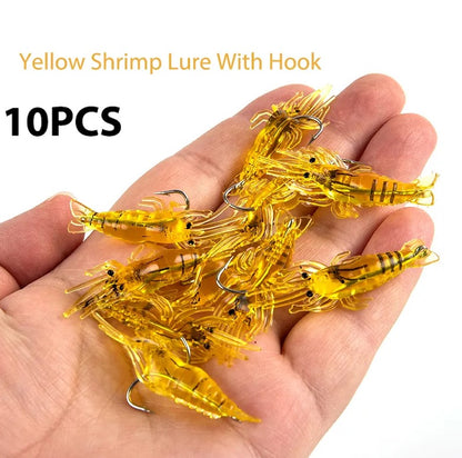 10pcs 4CM Shrimp Fishing Lure Soft lure Shrimps Soft Baits Artificial Shrimp Soft Bait Fake Lures Bionic Shrimp Worm For Fishing Bait Hook Lures Fishing Supplies