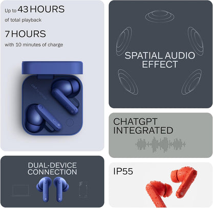 CMF By Nothing Buds Pro 2 Wireless Earbuds with Smart Dial, 50dB Hybrid Noise Cancelling Earbuds Wireless Bluetooth 5.3, 11mm Bass with LDAC, 6 Hi-Res Audio Mics, 43H Playtime, Fast Charging Case