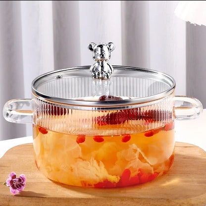 Portable Glass Soup Pot Tableware Dishes Dining Transparent Wok Cooking Nonstick Food Lazy Portable