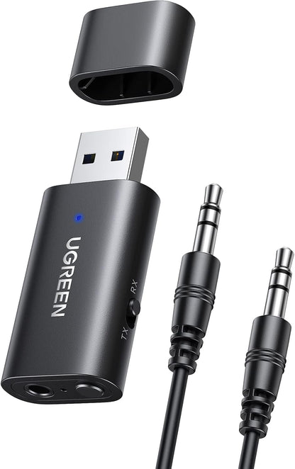 UGREEN Bluetooth 5.1 Transmitter Receiver 2 in 1 Wireless USB Dongle for TV, Home Stereo, Car Stereo, Headphones, Speakers, PC