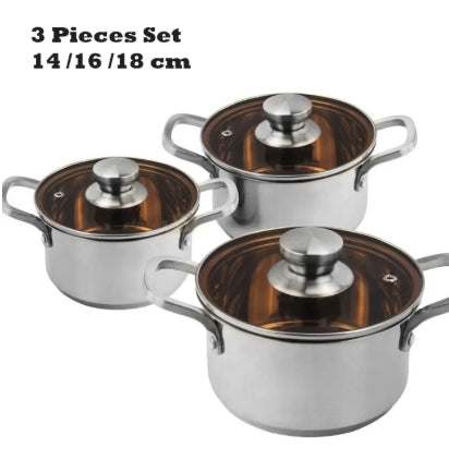 Stainless Steel Thickened Cooking Pot /Soup Pot with Glass Lid for Kitchen 3 Sizes