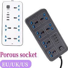 Universal Power Strip EU/US/UK Outlet with 1.8M Extension Cord and USB Charging Ports