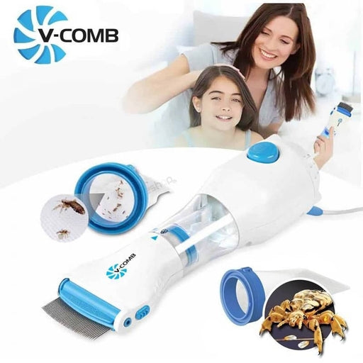 Electric V-Comb Head Lice Vacuum Comb with Nit Egg Remover for Kids & Adults