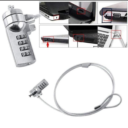 Laptop Lock Cable Chain, Theft Deterrent 4 Digit Password for Notebook PC, for Notebooks/Desktops