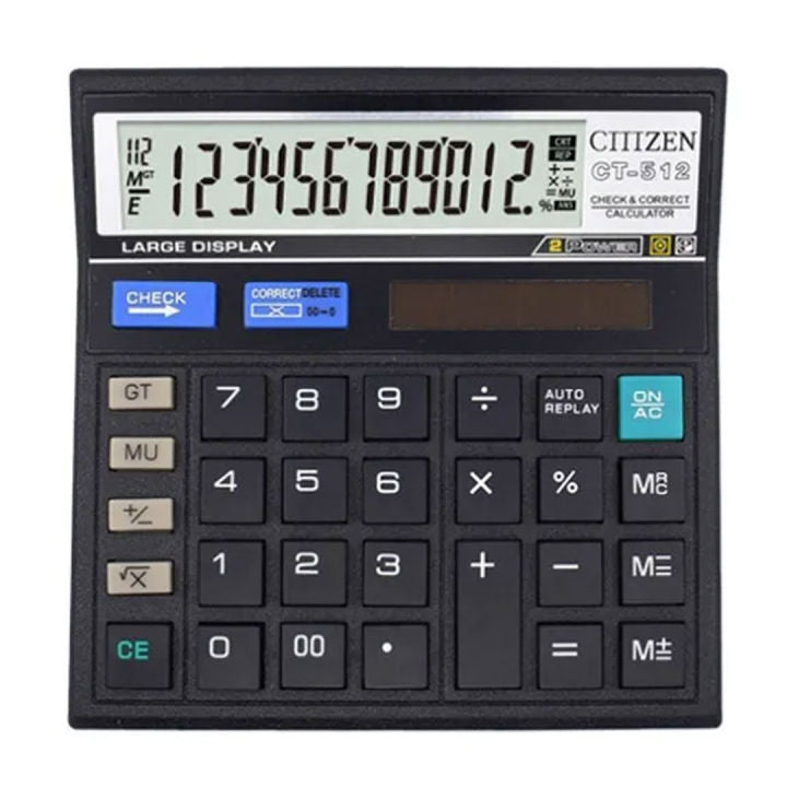 Citizen 12-Digit Calculator CT-500 with Check & Correct, Solar Dual Power