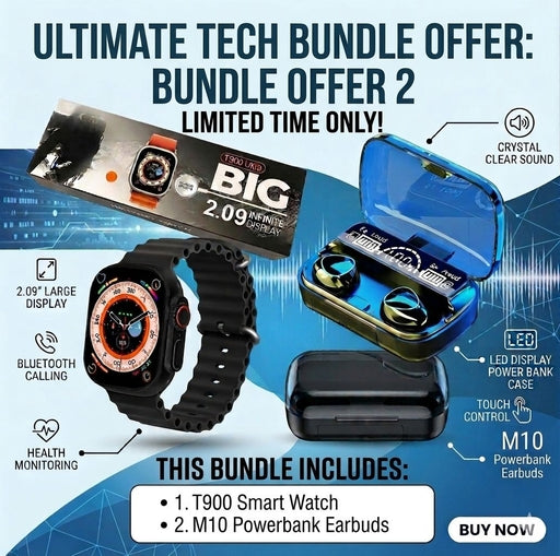 🔥 Bundle Offer 2 🔥 M10 Bluetooth Headset with T900 Smart Watch