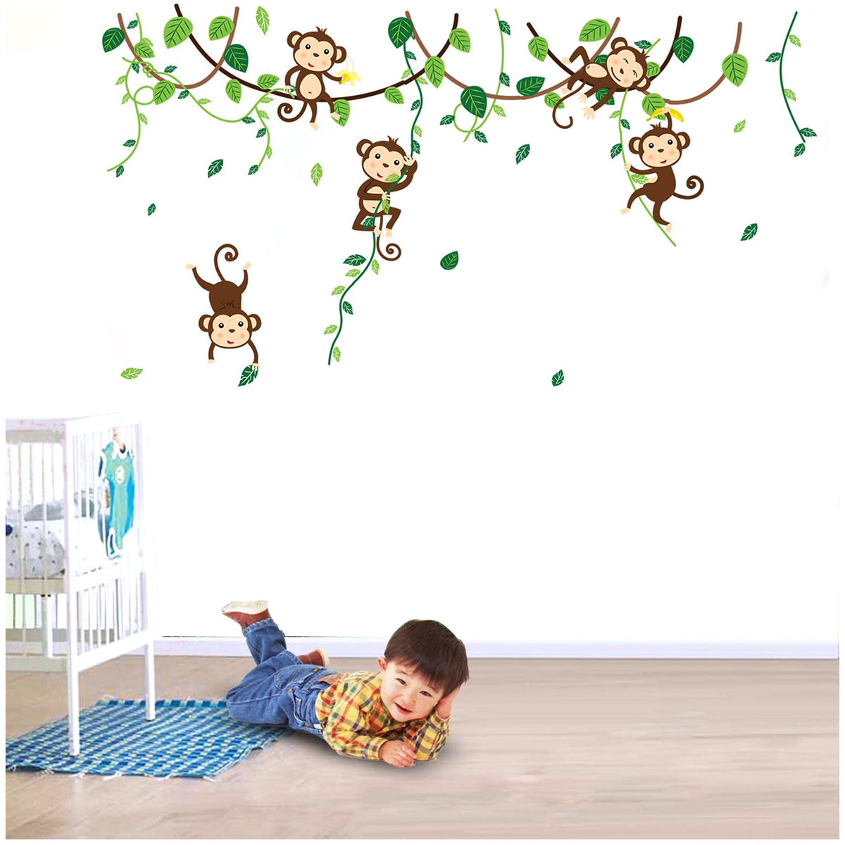 Monkey Play Home Decoration star baby children cartoon bedroom room decor wall stickers removable kids nursery decal sticker Wall Decoration Stickers wall deco Mickey Balloon