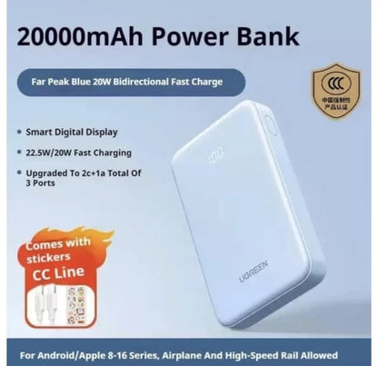 UGREEN 20000mAh 22.5W USB-C Fast Charging  Power Bank  - Blue (55804)