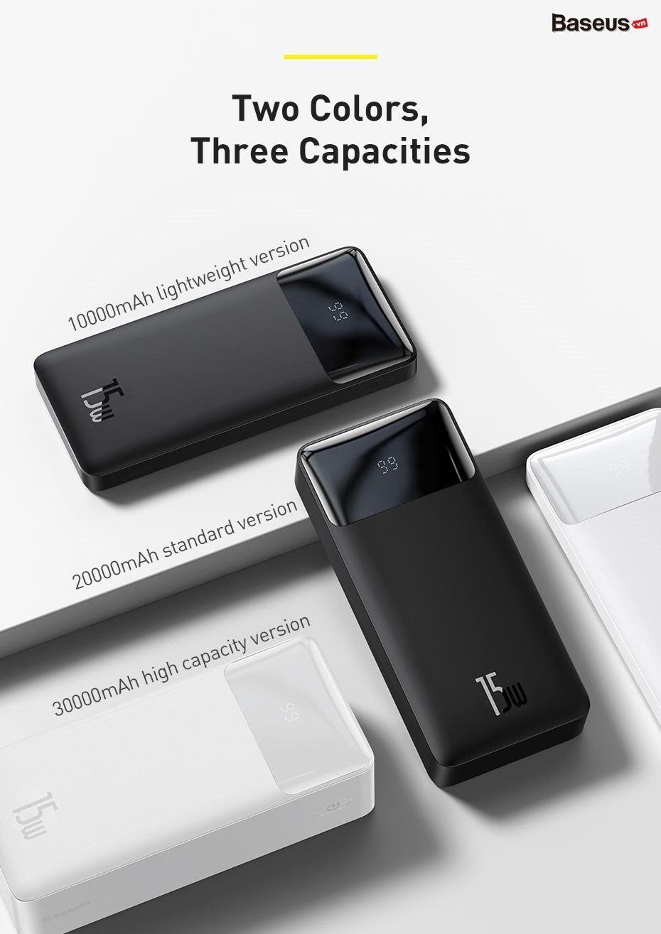 Baseus 20000mah 15W Fast Charging Type-C Output Power Bank with Digital Display