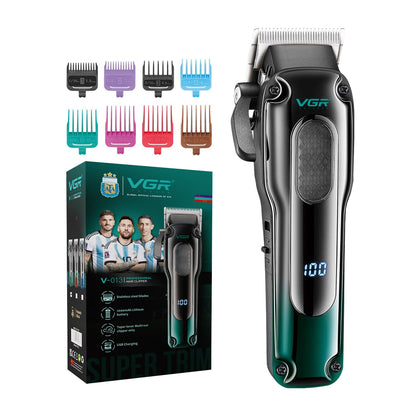 VGR V-013 Professional Salon Quality Hair Clipper – 200 Minutes Runtime, 2000mAh Lithium Battery, Adjustable Taper Lever, 8 Guide Combs, LED Display
