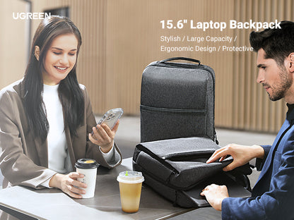 UGREEN Laptop Backpack 15.6'' School Backpack Large Capacity Ergonomic Travel Laptop Bag for Men and Women Shockproof and Waterproof BookBag for College
